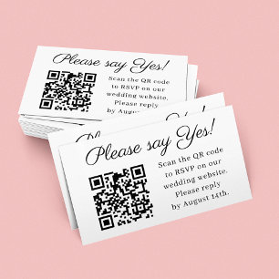Gelieve te zeggen ja Elegant Wedding QR Code RSVP Visitekaartje
