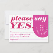 Gelieve te zeggen ja Moderne Roze Magenta Retro Ar RSVP Kaartje (Voorkant)