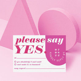 Gelieve te zeggen ja Moderne Roze Magenta Retro Ar RSVP Kaartje