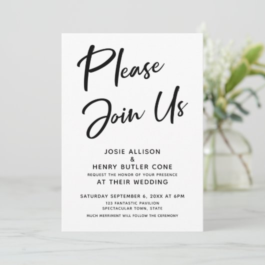 "Gelieve toe te treden tot ons" Moderne kalligrafi Kaart (Staand voorkant)