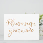 "Gelieve uw naam te tekenen" Stijlvolle Gouden Roo Kaart (Staand voorkant)