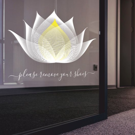 Gelieve uw schoenen uit te doen Lotus Flower Yoga  Raamsticker