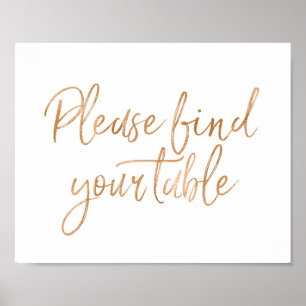 Gelieve uw stoel te vinden 8x10 Roze Gouden Huweli Poster