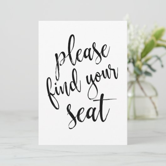 Gelieve uw stoel te vinden Betaalbaar kalligrafieb Kaart (Staand voorkant)