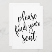 Gelieve uw stoel te vinden Betaalbaar kalligrafieb Kaart (Voorkant / Achterkant)