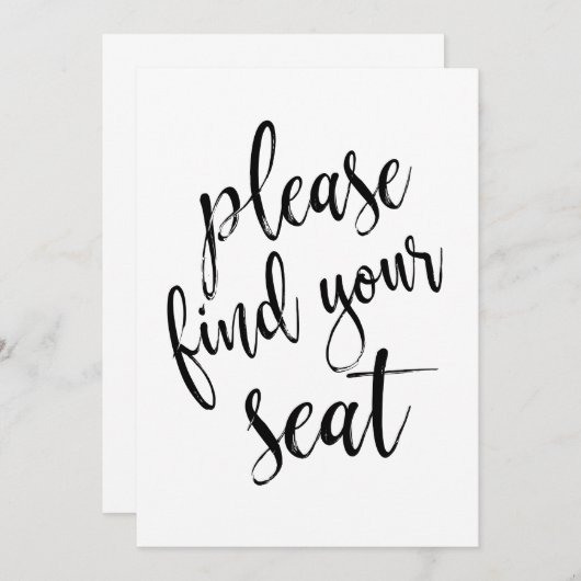 Gelieve uw stoel te vinden Betaalbaar kalligrafieb Kaart (Voorkant / Achterkant)