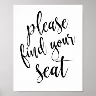 Gelieve Uw Stoel Te Vinden Glitter 8x10 Trouwbord Poster
