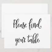 "Gelieve uw tafel te vinden" Huwelijksstoelkaart b Kaart (Voorkant / Achterkant)