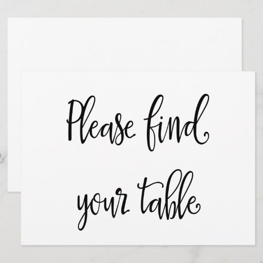 "Gelieve uw tafel te vinden" Huwelijksstoelkaart b Kaart (Voorkant / Achterkant)