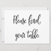"Gelieve uw tafel te vinden" Huwelijksstoelkaart b Kaart (Voorkant)