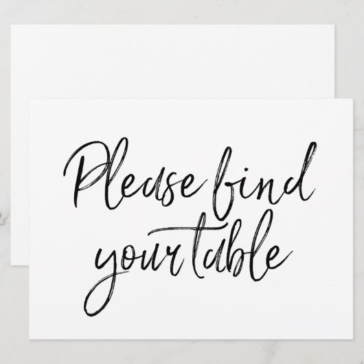 "Gelieve uw tafel te zoeken" Stijlvol Letterbord S Kaart (Voorkant / Achterkant)