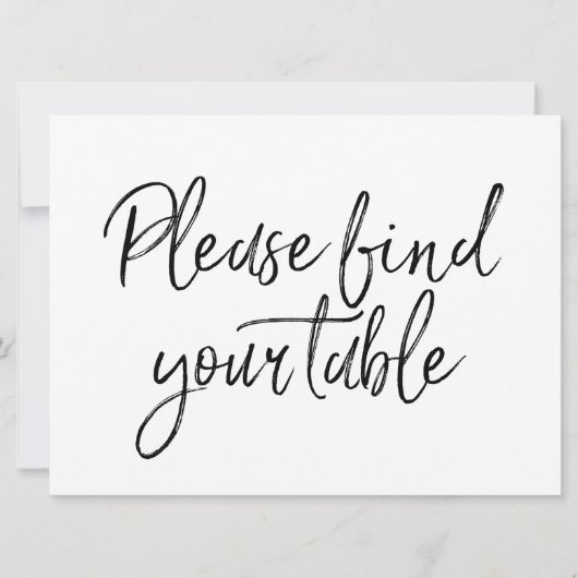 "Gelieve uw tafel te zoeken" Stijlvol Letterbord S Kaart (Voorkant)