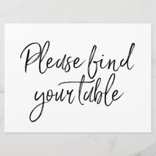 "Gelieve uw tafel te zoeken" Stijlvol Lettertype B Kaart