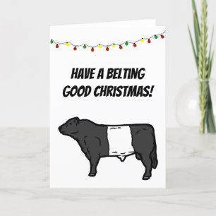 Gelift voor Kerstmis Belted Galloway Beltie Koe Kaart