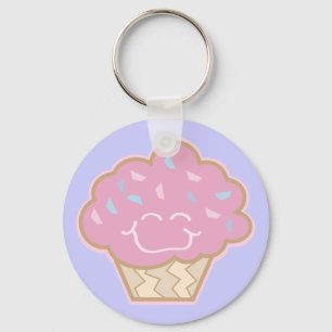 gelig klein aardbeien cupcake sleutelhanger