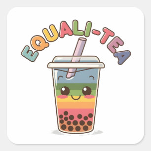 Gelijk-Thee Grappige LGBTQ Bubbeltje Thee Pride Ma Vierkante Sticker