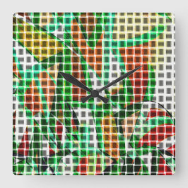 Gelijkaardig aan gevlekte mand over een grasfoto vierkante klok