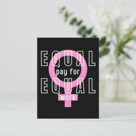 Gelijke beloning voor gelijk werk feminist briefkaart (Staand voorkant)