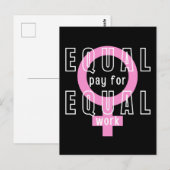 Gelijke beloning voor gelijk werk feminist briefkaart (Voorkant / Achterkant)