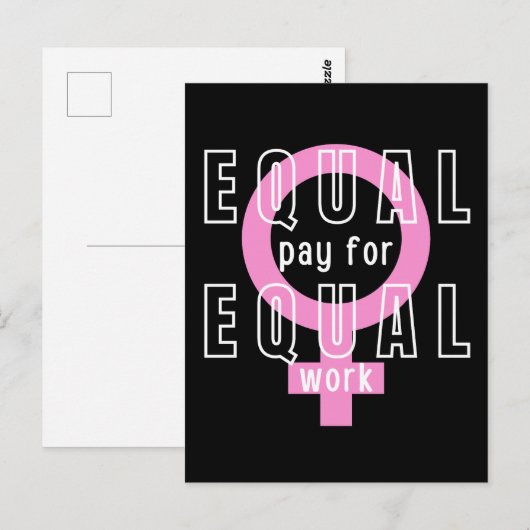 Gelijke beloning voor gelijk werk feminist briefkaart (Voorkant / Achterkant)