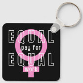 Gelijke beloning voor gelijk werk feminist sleutelhanger (Achterkant)