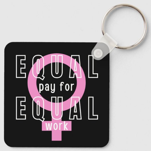 Gelijke beloning voor gelijk werk feminist sleutelhanger (Achterkant)