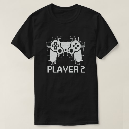 Gelijke Gamer Couple Player 1 Player 2 T-shirt (Design voorkant)