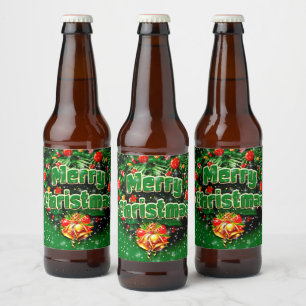 Gelijke groene kerst-gouden cellen bier etiket