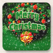 Gelijke groene kerst-gouden cellen bier onderzetter (Voorkant)