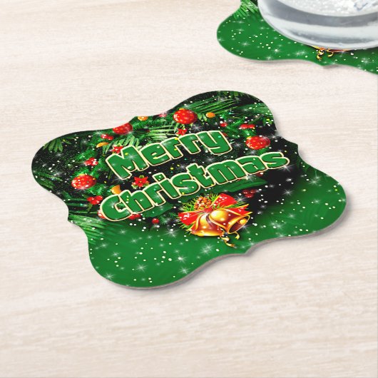 Gelijke groene kerst-gouden cellen kartonnen onderzetters (Gekanteld)