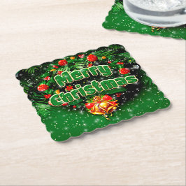 Gelijke groene kerst-gouden cellen kartonnen onderzetters