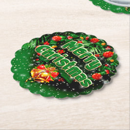 Gelijke groene kerst-gouden cellen kartonnen onderzetters