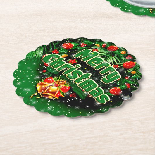 Gelijke groene kerst-gouden cellen kartonnen onderzetters (Gekanteld)