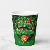Gelijke groene kerst-gouden cellen papieren bekers (Voorkant)