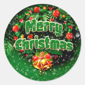 Gelijke groene kerst-gouden cellen ronde sticker (Voorkant)