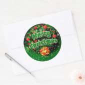 Gelijke groene kerst-gouden cellen ronde sticker (Envelop)