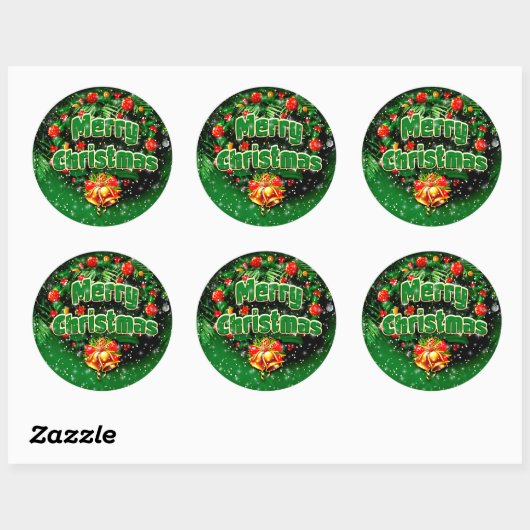 Gelijke groene kerst-gouden cellen ronde sticker (Vel)