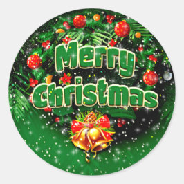 Gelijke groene kerst-gouden cellen ronde sticker