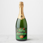 Gelijke groene kerst-gouden cellen sparkling wijnetiket (Voorkant)