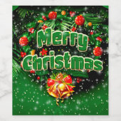 Gelijke groene kerst-gouden cellen wijn etiket (Enkel label)