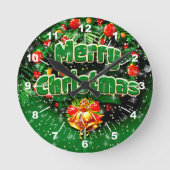 Gelijke groene kerstgouden kerstballetjes ronde klok (Voorkant)