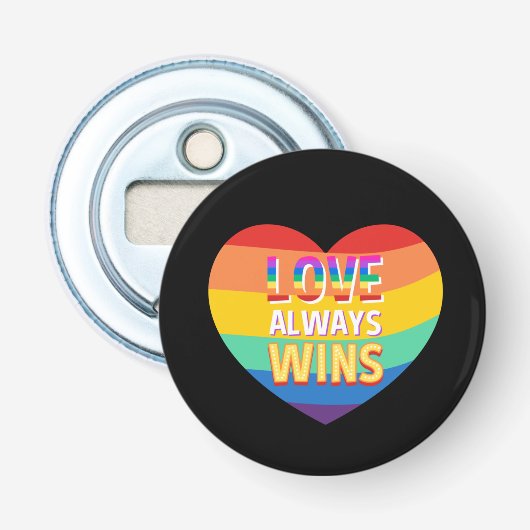Gelijke liefde wint altijd. Rainboogkleur. Button Flesopener (Voorkant)