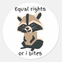 Gelijke rechten of ik bijt wasbeer ronde sticker