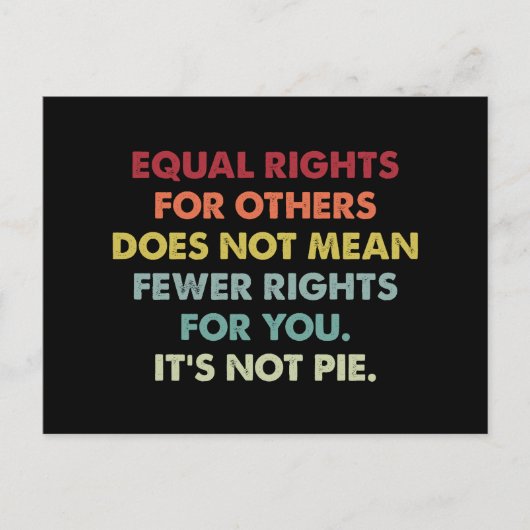 Gelijke rechten voor anderen betekenen niet minder briefkaart (Voorkant)