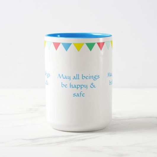 Gelijkgekleurde gebeden vlaggen & kalligrafie tweekleurige koffiemok (Center)