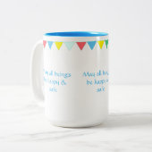 Gelijkgekleurde gebeden vlaggen & kalligrafie tweekleurige koffiemok (Voorkant links)