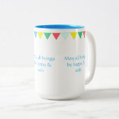 Gelijkgekleurde gebeden vlaggen & kalligrafie tweekleurige koffiemok (Voorkant rechts)