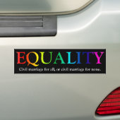 Gelijkheid bij huwelijk in burgerlijke zaken bumpersticker (Op auto)