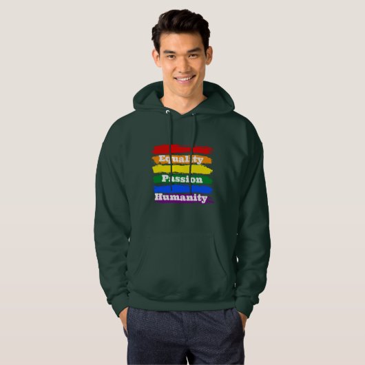 Gelijkheid, gepassioneerd, menselijkheid hoodie (Voorkant volledig)