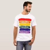 Gelijkheid, gepassioneerd, menselijkheid t-shirt (Voorkant volledig)